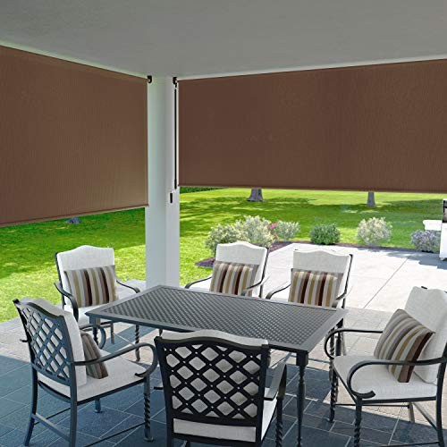 Exterior Roller Shade, Cordless Roller Shade 48″W x 72″H Mocha Roller Shades