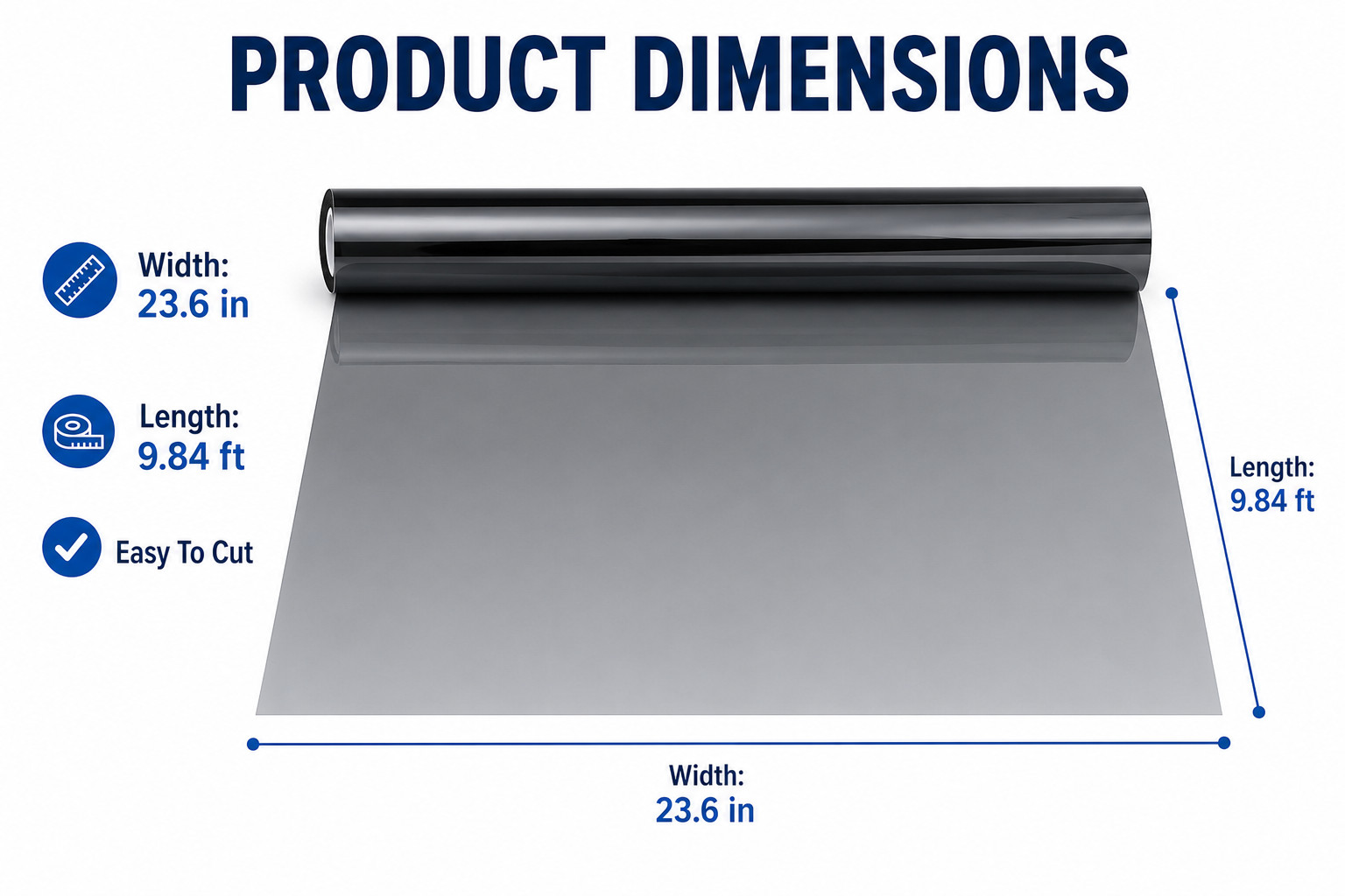One Way Window Privacy Film See Out Not In Anti UV Heat Control 23.6″ x 9.84FT