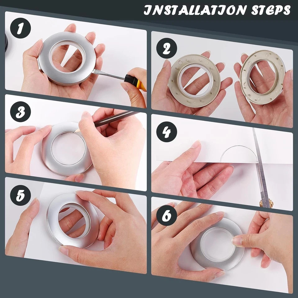 16PCS Curtain Grommets – Round Plastic Eyelet Rings, Inner Diameter 1-9/16 inch,