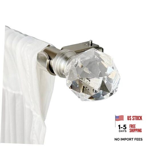 Brushed Silver Curtain Rods for Windows 24 to 68 Inch, Adjustable 36-72 Inch