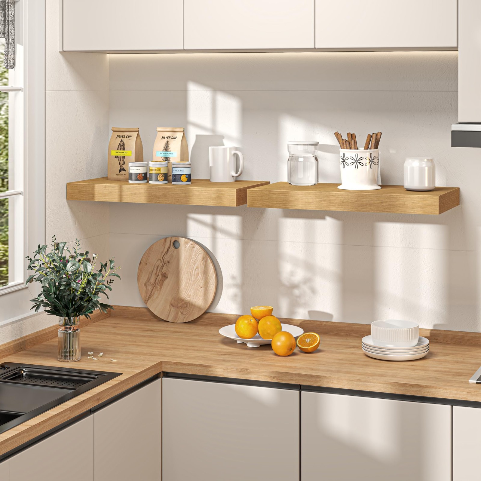 Oak Floating Shelves 48Inch Long, 12 Inch Deep Floating Shelves for Wall, 48 …
