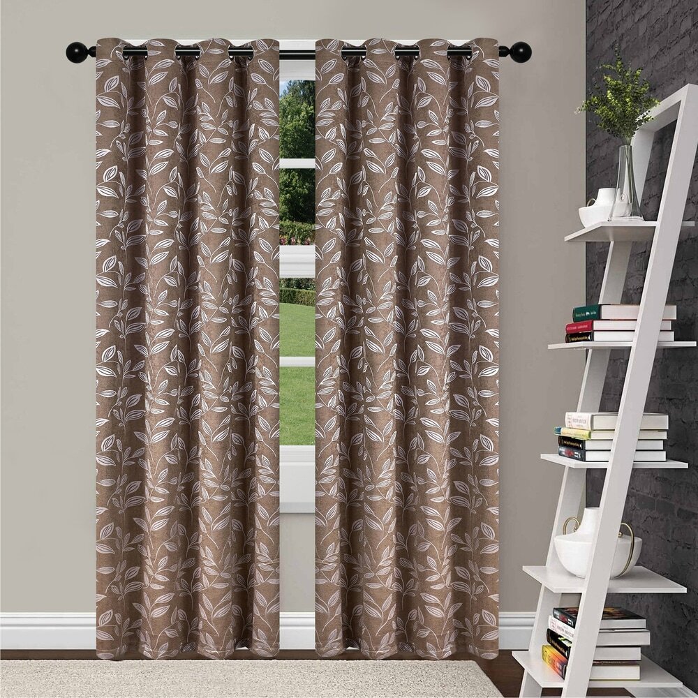 Set 2 Rose Pink Leaves Curtains Panels Drapes Pair 63 84 96 108 in L Darkening