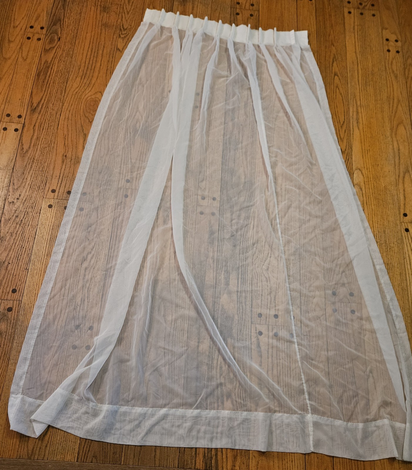 Vtg Solid Off-White Sheer Polyester Pinch Pleat 32″x81″ Single Curtain Panel USA
