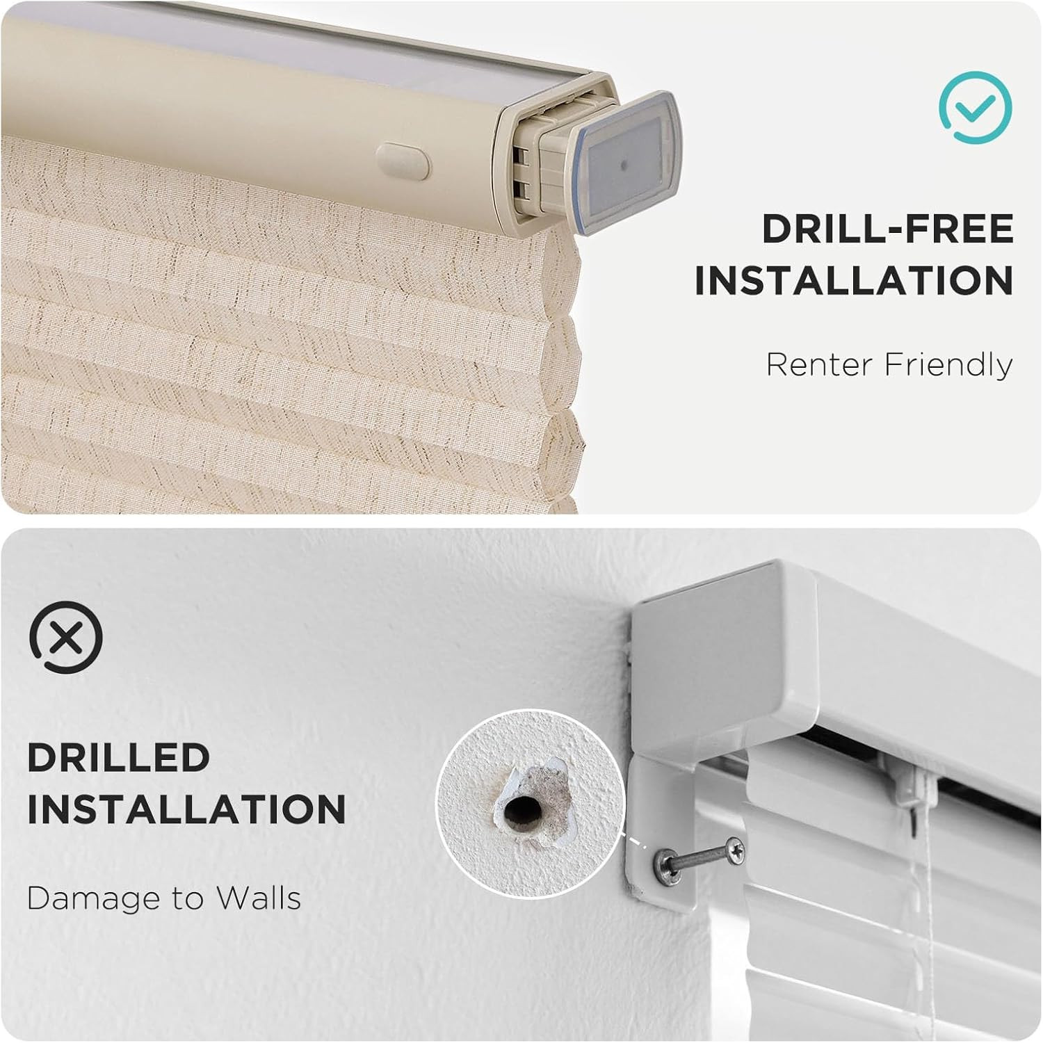 Cordless Linen Cellular Blinds – Light Filtering Thermal Insulation 27″ x 64