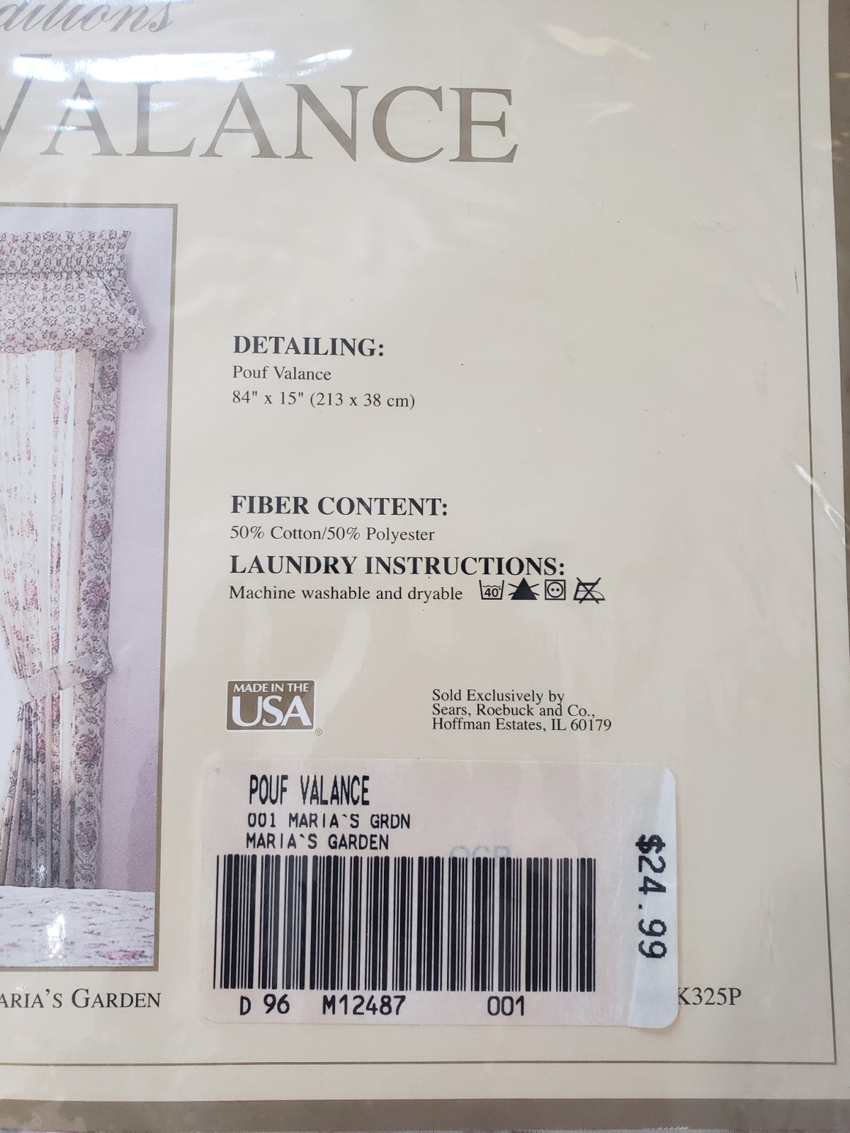 Vintage Floral Garden Balloon Valance Cream & Pink 84×15 New USA Made Cottage