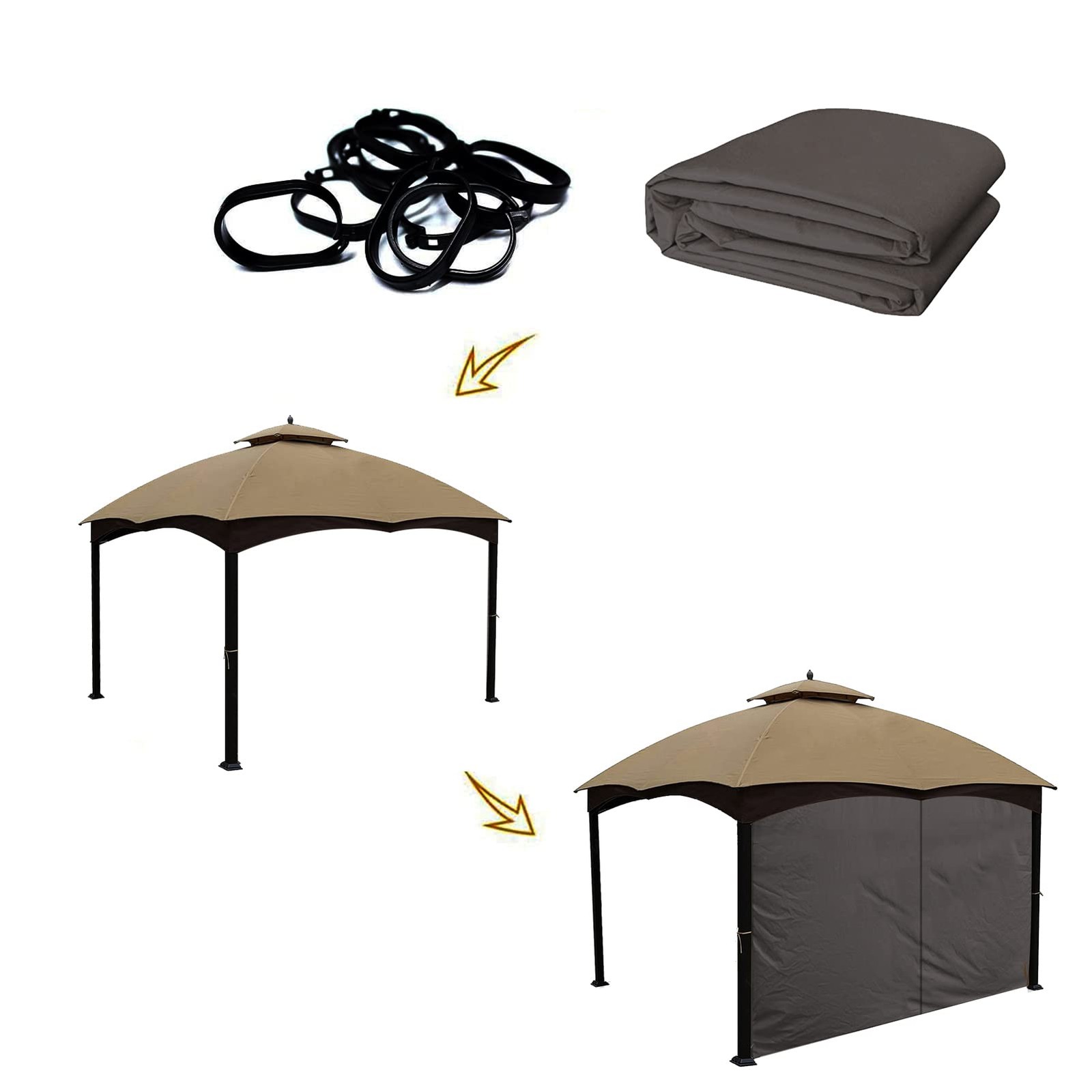 Gazebo Universal Replacement Privacy Curtain – Hugline 10′ x 10×10, Brown