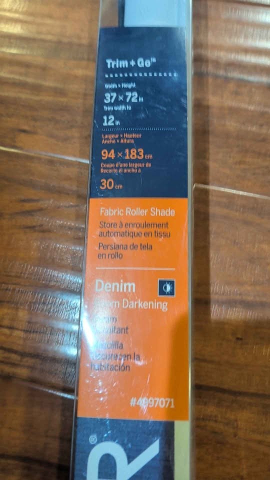LEVOLOR Trim+Go Cordless Roller Shade Denim Room Darkening 37″ x 72″ New