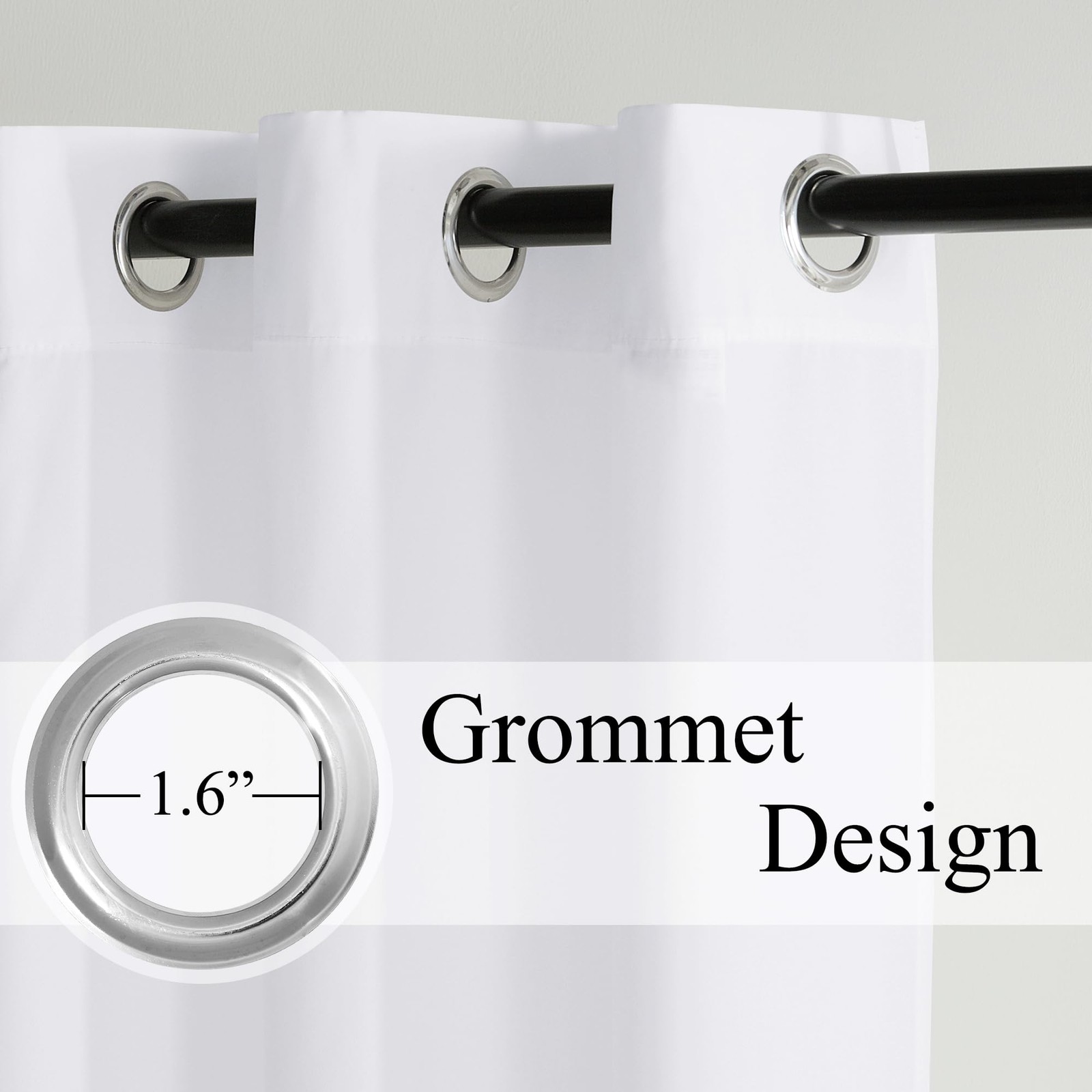 White Non-See-Through Light Filtering Curtains, Semi Sheer Privacy Grommet Dr…