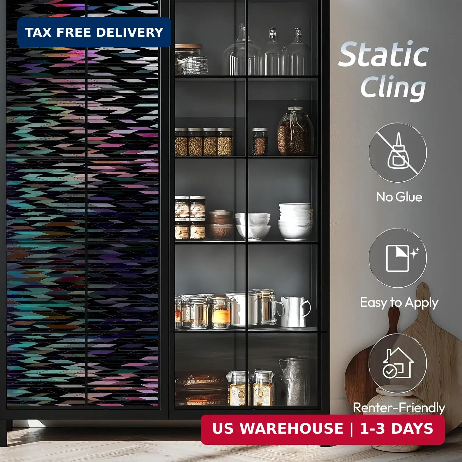 rabbitgoo Blackout Window Film Light Blocking with Kit, 17.5″ x 118.1″ | Stained
