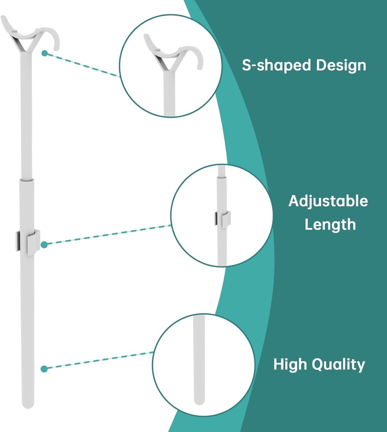 Window Shades Drop Rod, Extendable Tension Mounted Chrome Pull Down Rod for