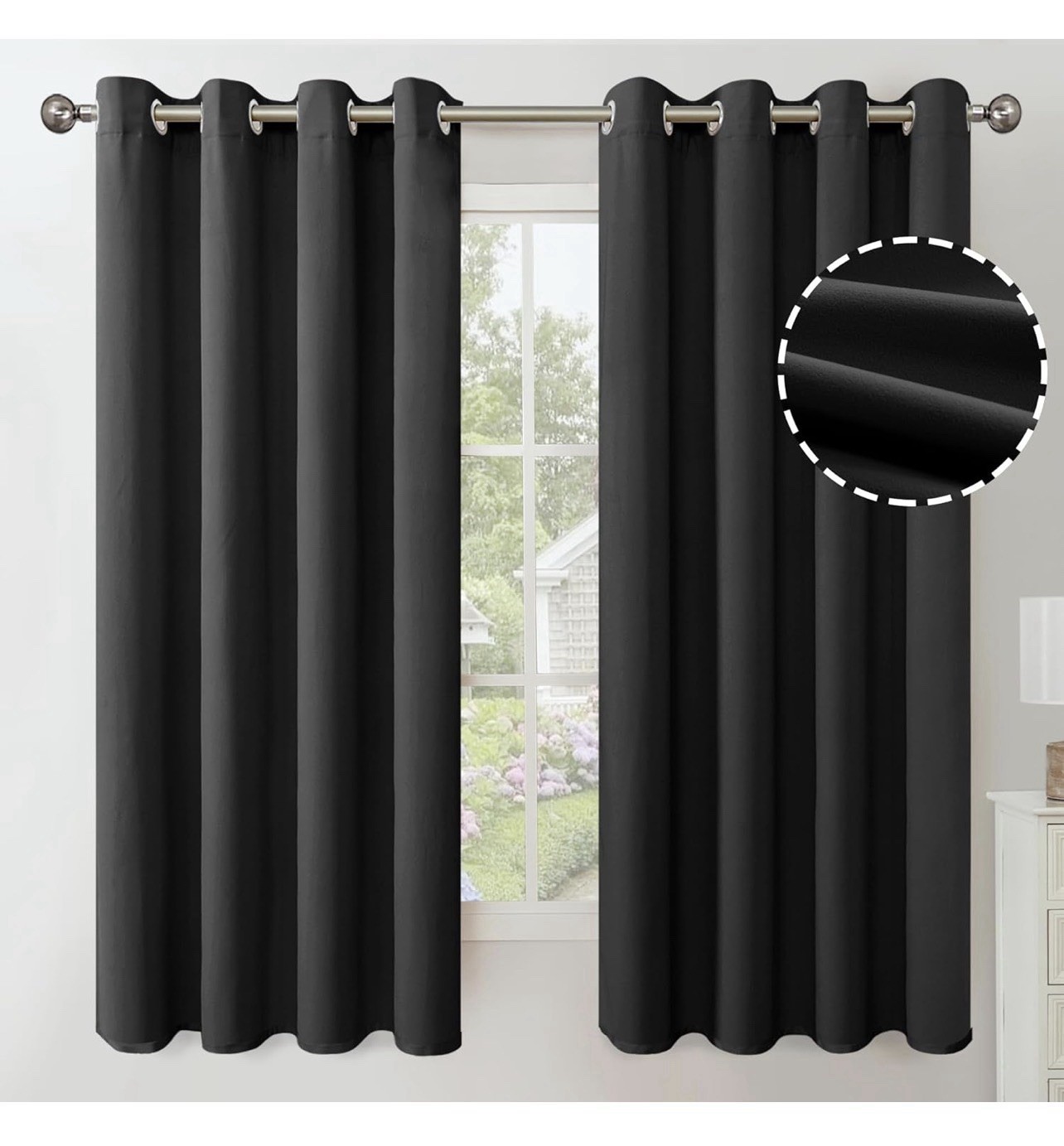 Velvet Black Out Curtains for Bedroom, Grommet Thermal Insulated 4 Panels 52×63”