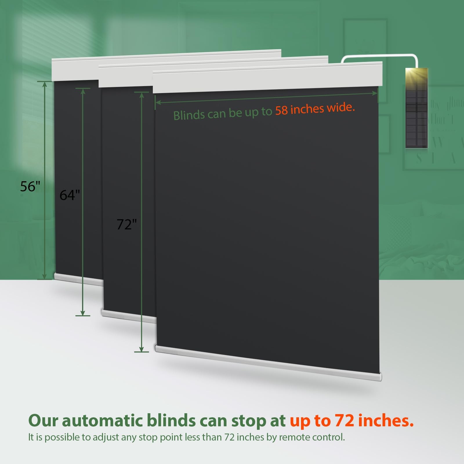Dongfxk Motorized Blinds Remote Blackout Cooling Automatic Shades Solar Panel