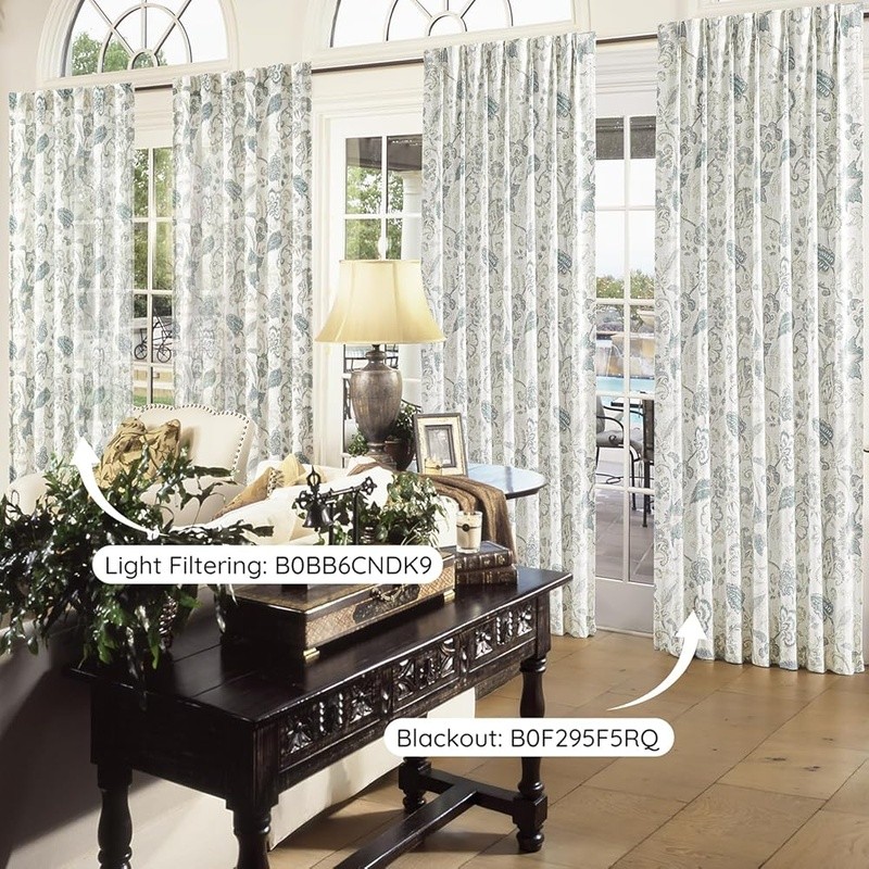 Jacobean Floral Light Filtering Linen Curtains Heavy Fabric Drapes 2 Pack New