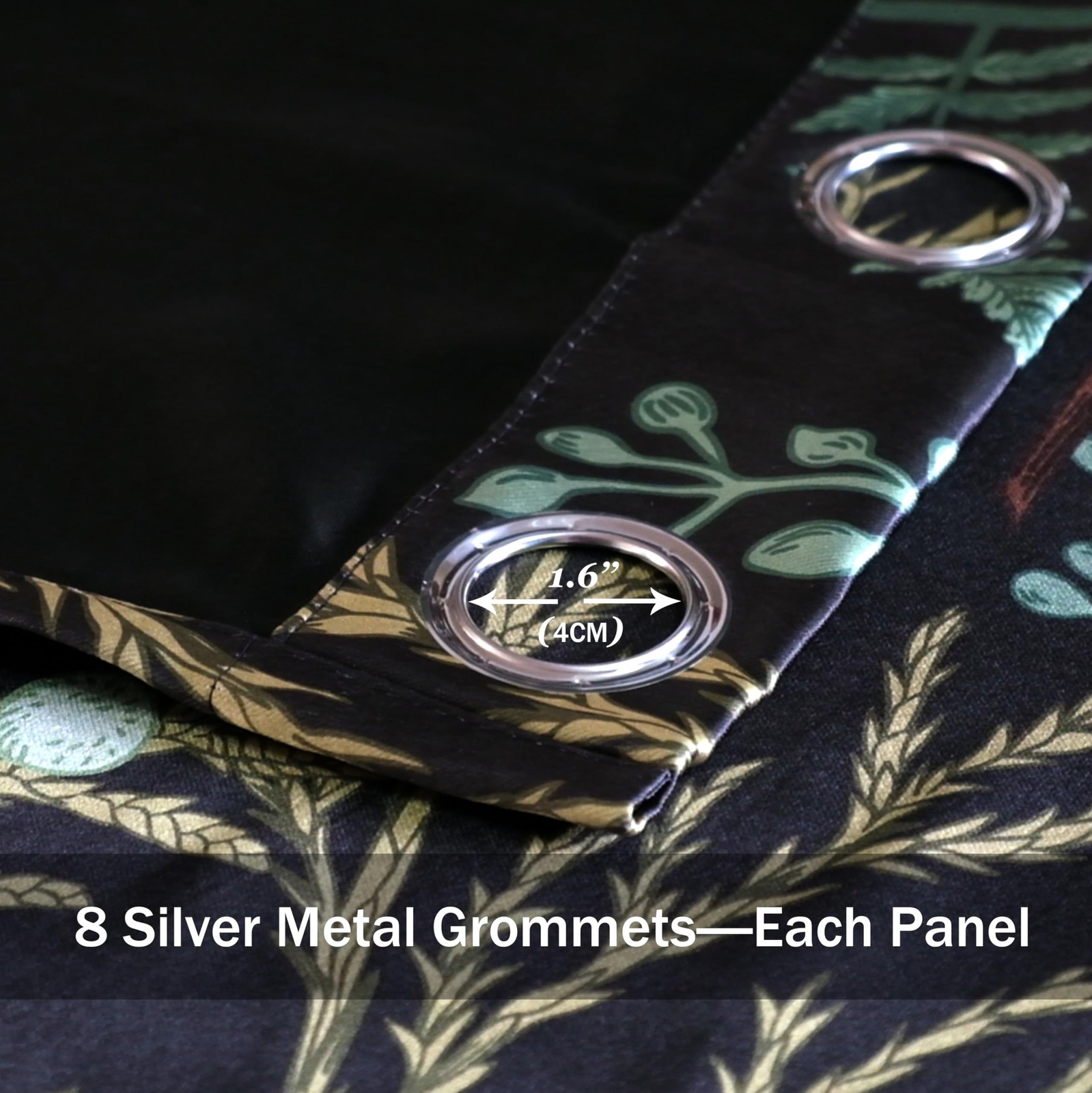 Botanical Curtains 100% Blackout 2 Panels Set Green Plant Black Out Curtain B…