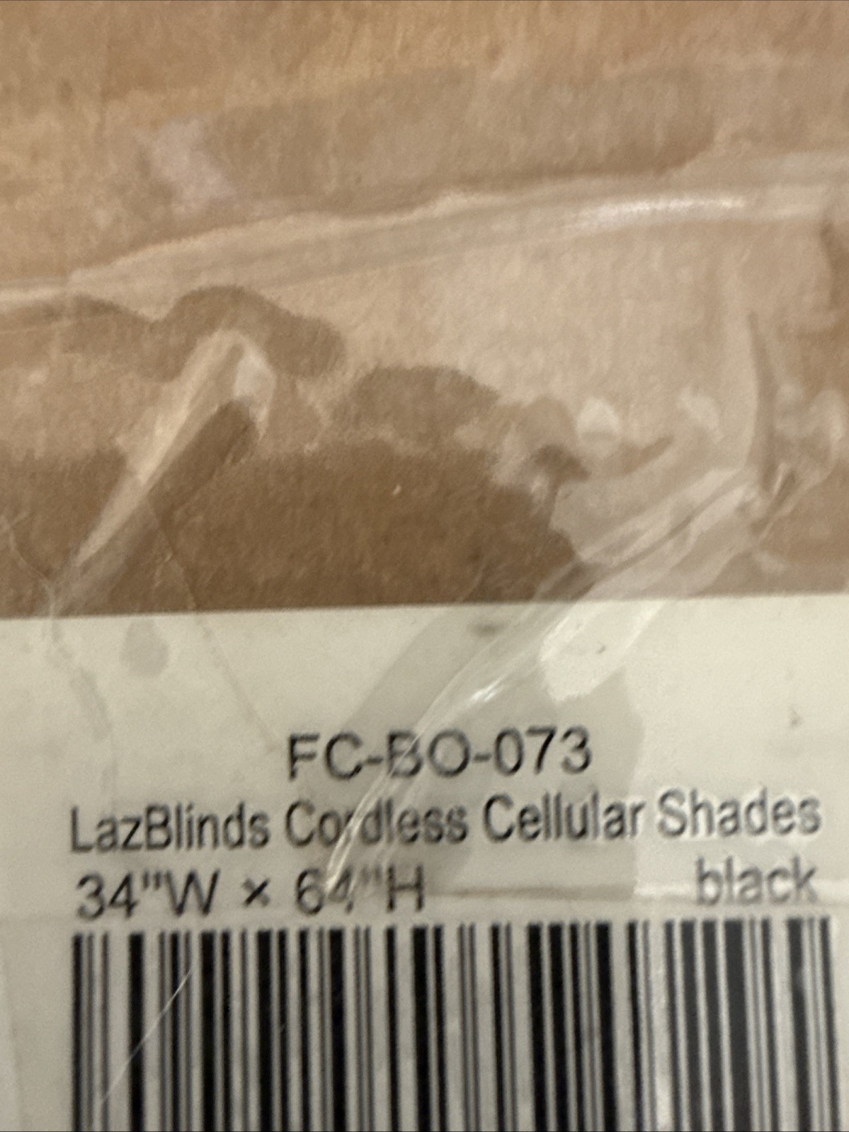 Premium Black Cordless Cellular Shades – 34″ W x 64″ H 3401H