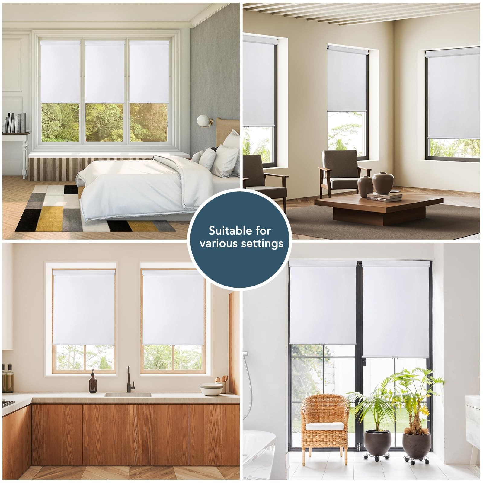 SILKVERSE Roller Window Shades Free-Stop Cordless Blackout Blinds, Thermal In…