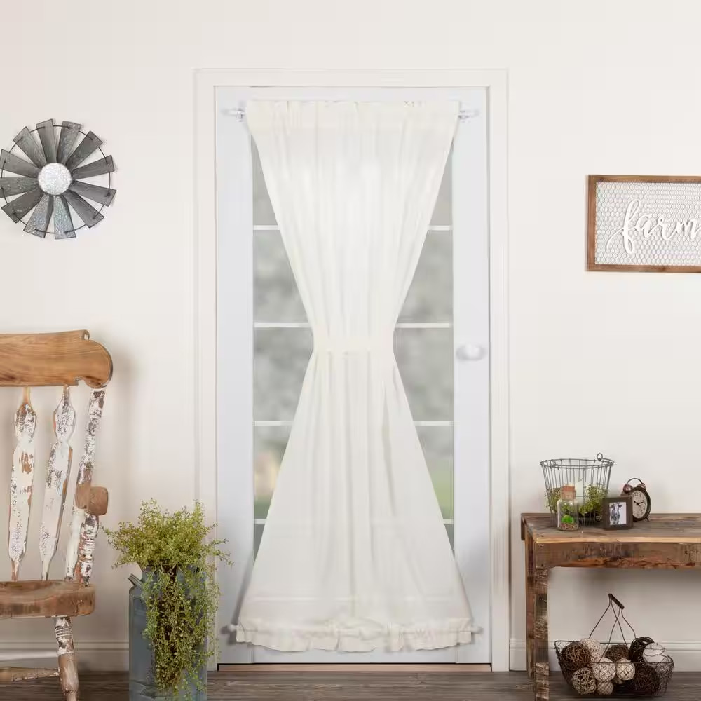 Tobacco Cloth 40 In. W X 72 In. L Sheer Rod Pocket French Door Window Panel in A