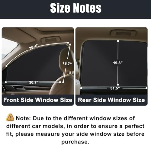 Magnetic Car Window Shades 4 Pack – Blackout Side Black-Smooth Blackout (4PCS)