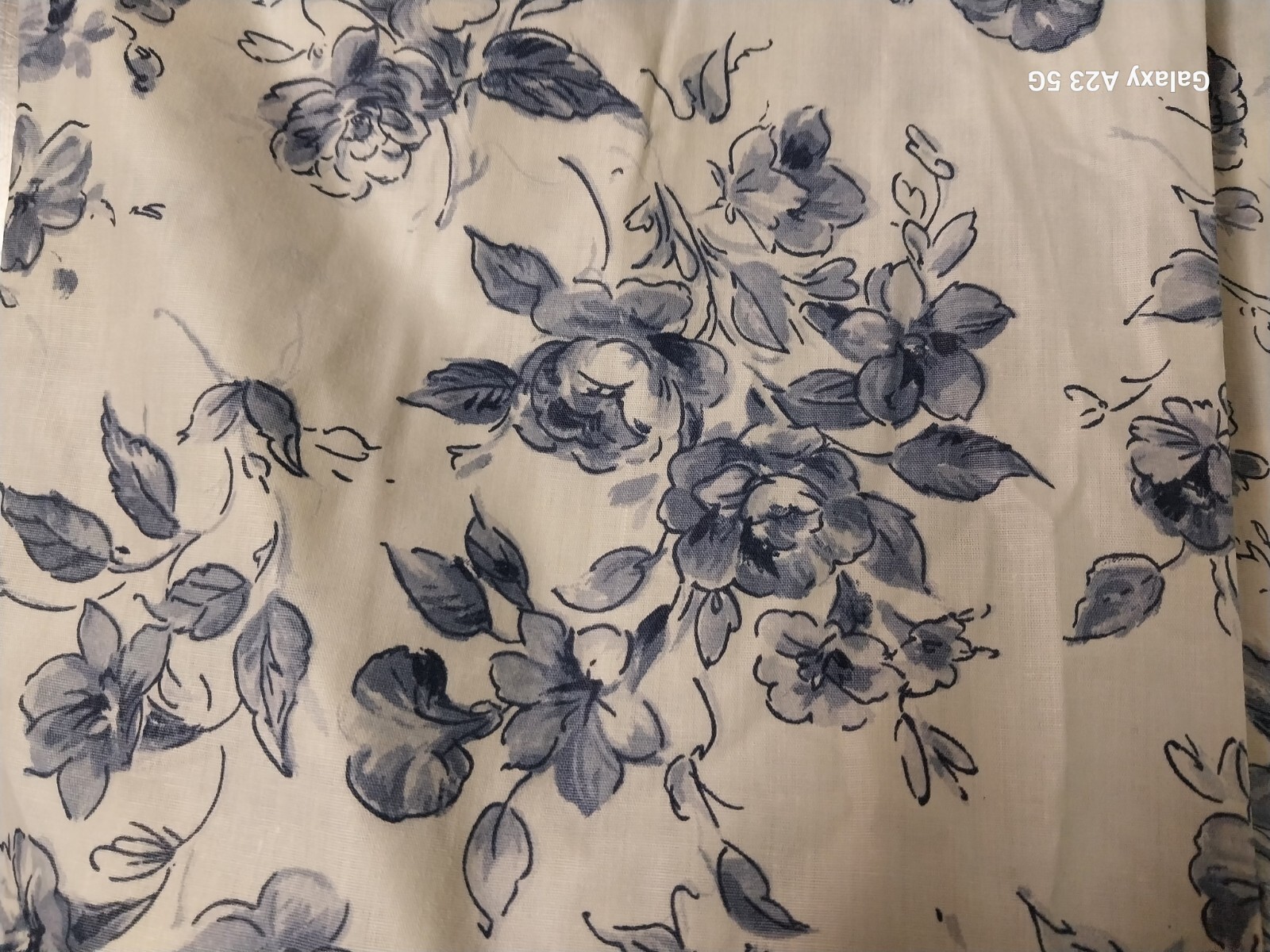 Crown Craft Floral Drapes-Blue & White Ruffled-Indigo Blue-New NOS-86 x 84
