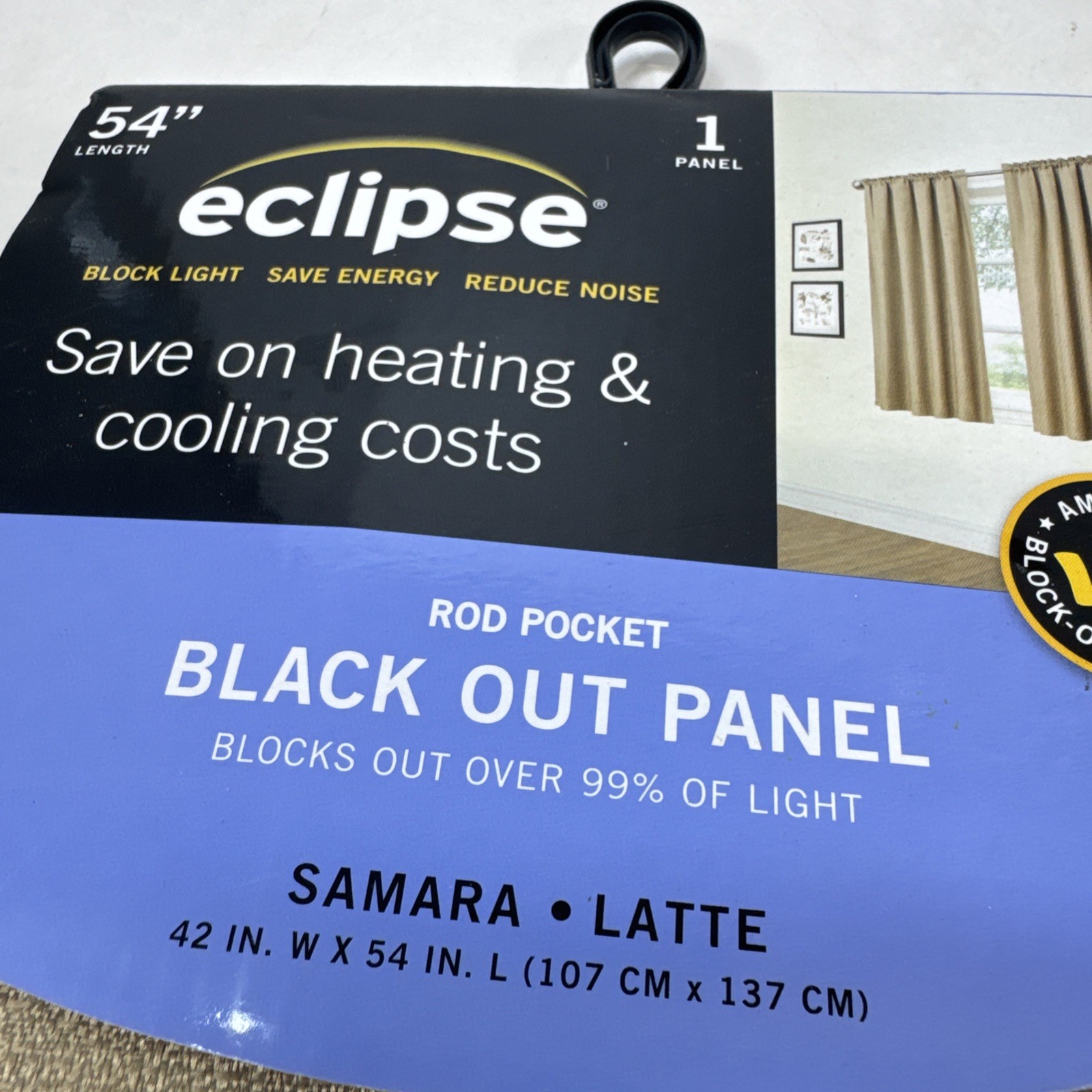Eclipse Curtain 1 Panel Samara Latte 54” Blackout Rod Pocket New