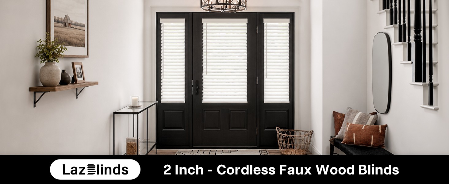 2″ Faux Wood Blinds for Doors, Cordless French Door Blinds for , Light Filtering