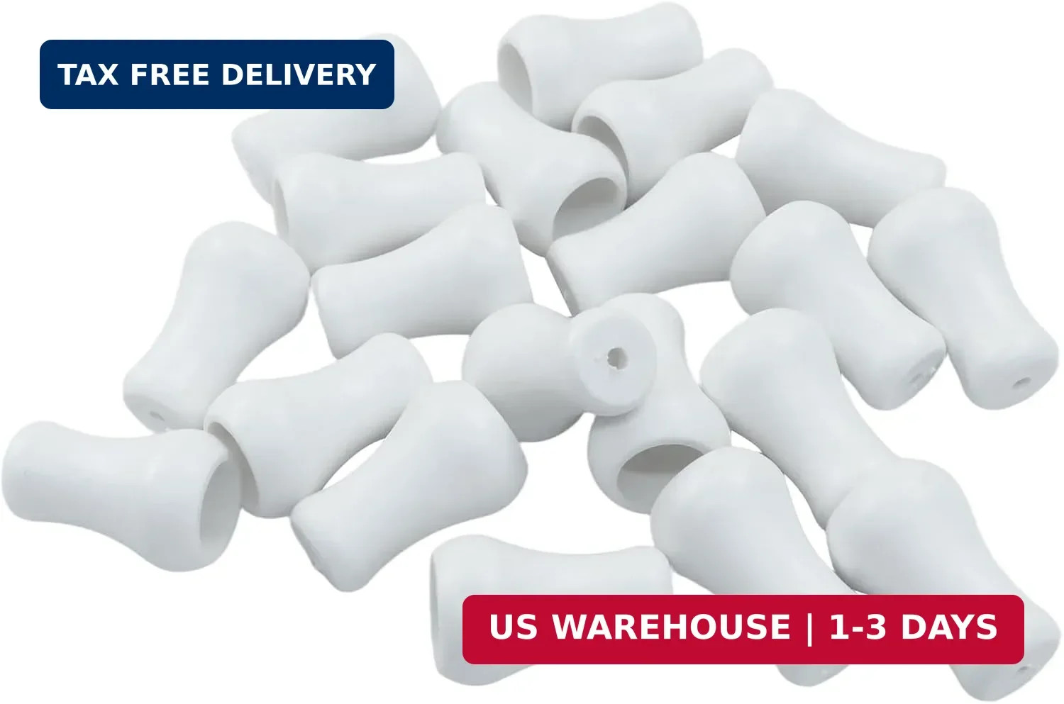 Window Blind Cord Knobs, White, 20 Pack | Plastic Cord Tassel Pulls, For Roman S