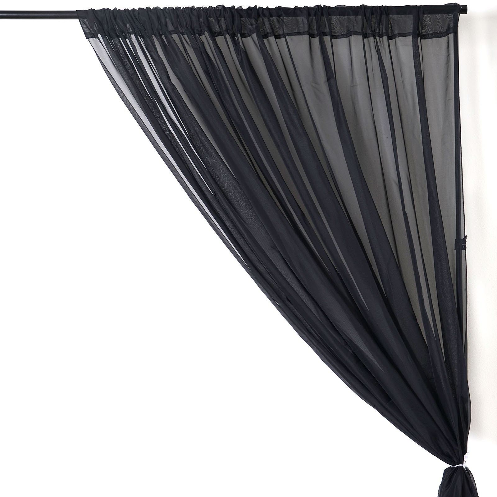 Black 10 x 10 ft Voile BACKDROP CURTAINS 2 Panels 5×10 ft Home Party Decorations