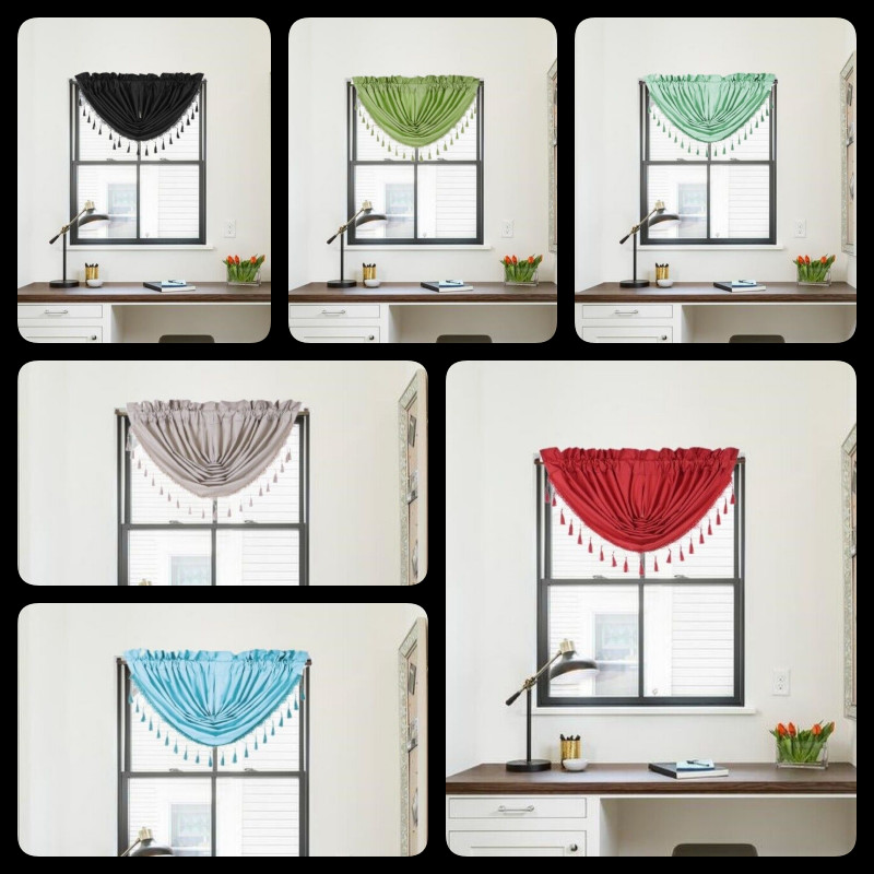 1PC LINED VALANCE SWAG ROD POCKET WINDOW DRESSING CURTAIN DECOR HOME STYLE RS8