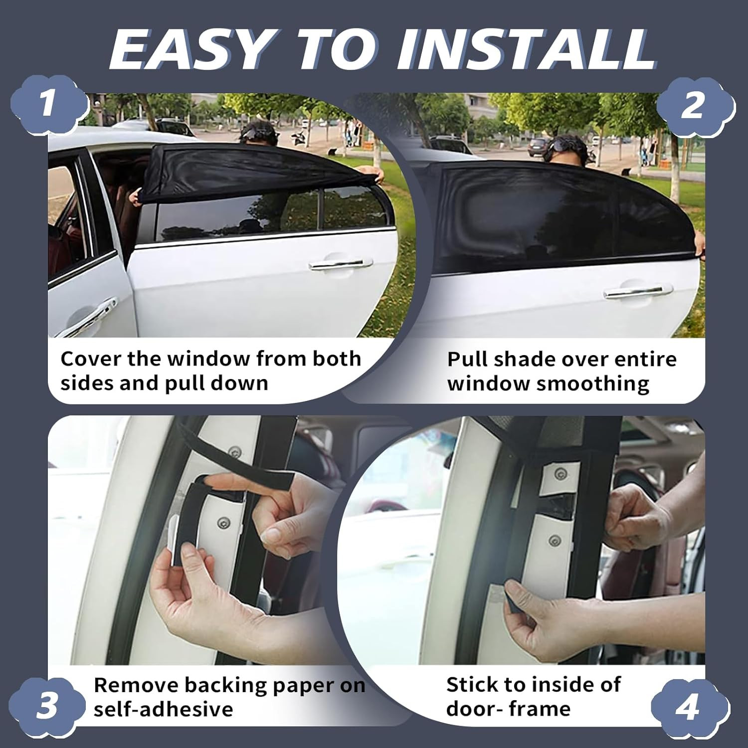 Car Window Shades 2 Pack UV Protection Side Window Covers for SUV Truck & Sedan