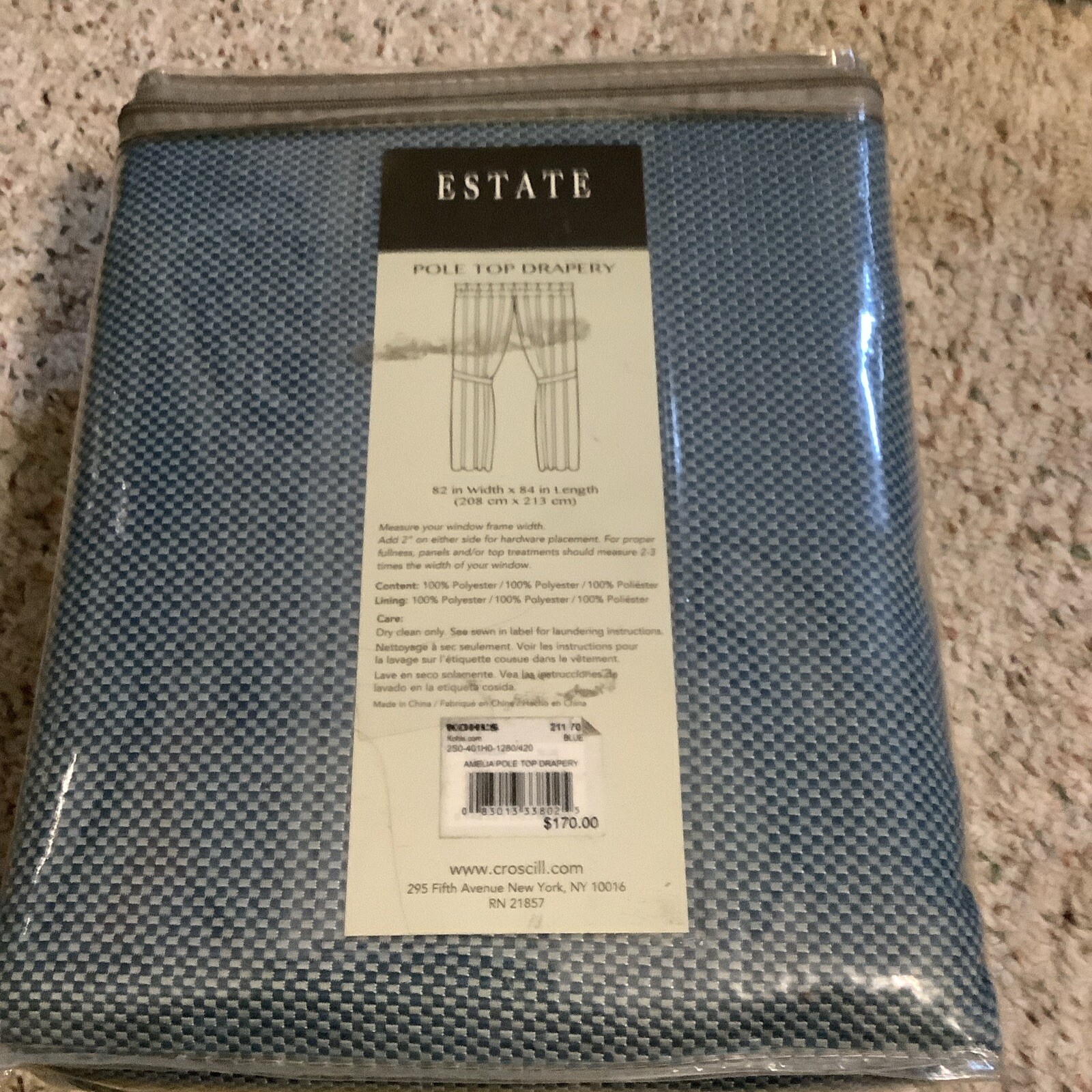 Croscill Estate Amelia Pole Top Drapery Lined Panels with Tie Backs 82″W x 84″L
