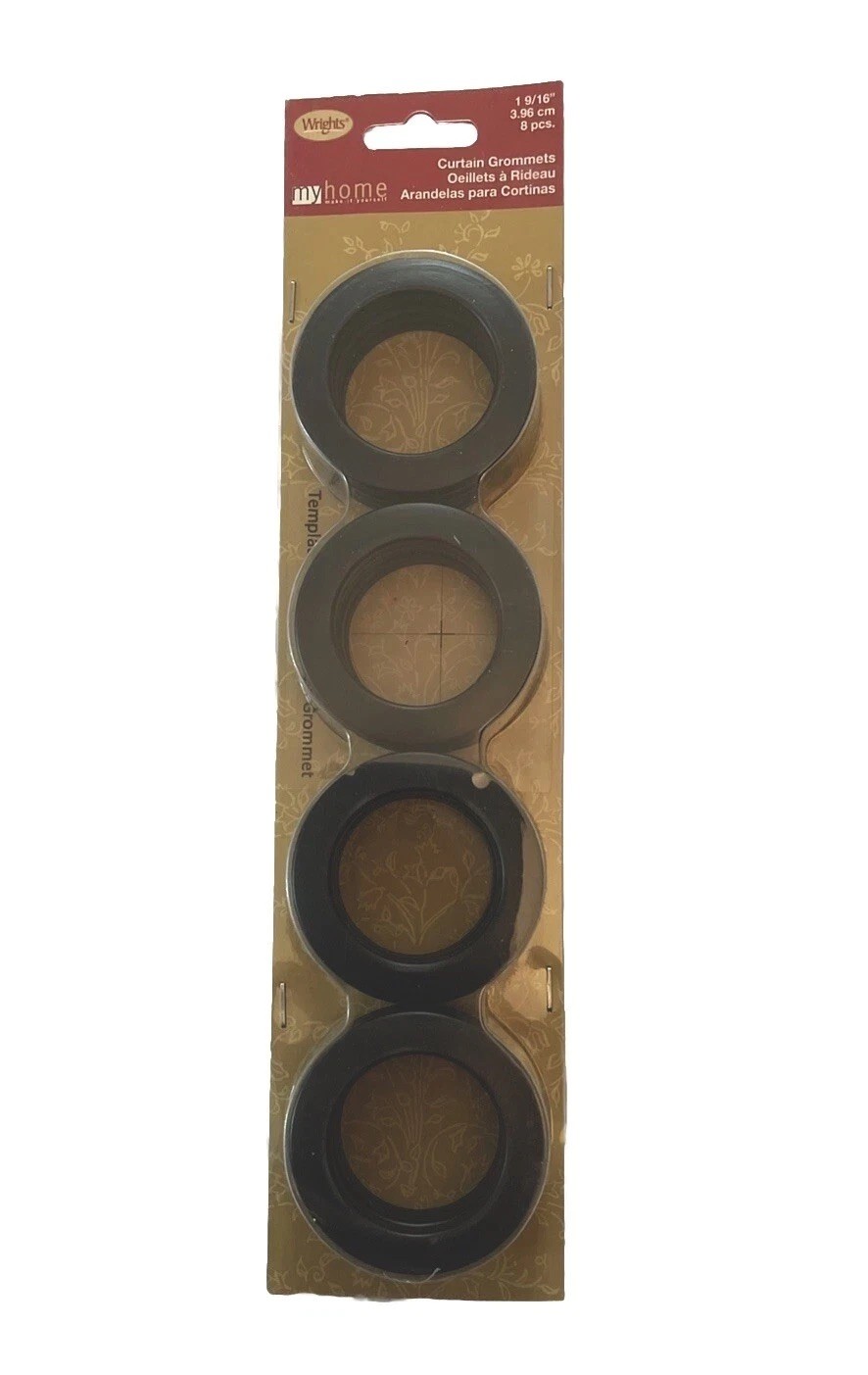 Hard Plastic Curtain Grommets.Wrights 1 9/16″ Inside Diameter Black 8 pieces New