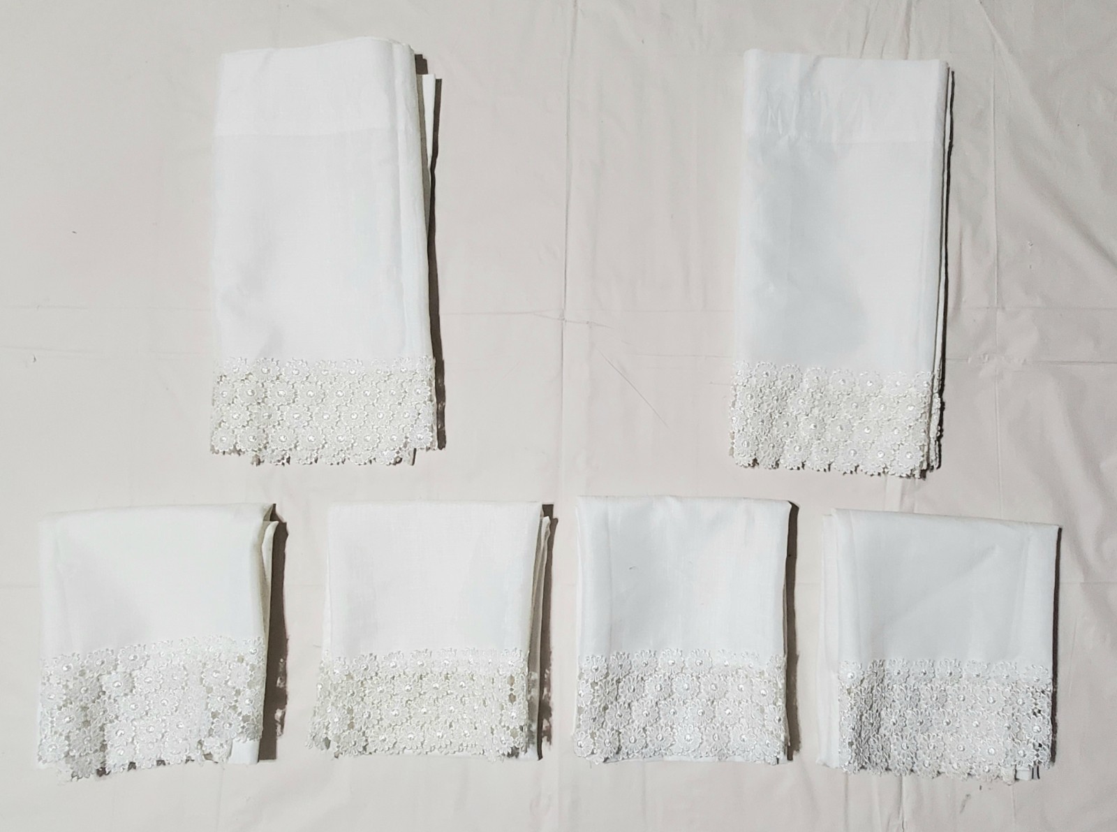 Lot of 2 Valance and 4 Curtains Used 100% Polyester off White