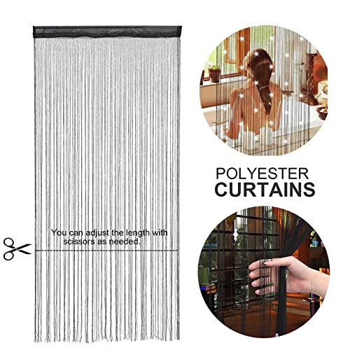 GREENWISH String Curtains Black Beads Curtains Doorway Tassel Curtain Thread …