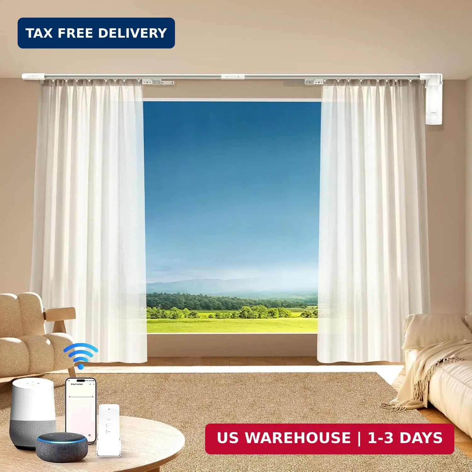 Smart Curtains System, Electric Curtain Track with Automated Rail, Motorized Cur
