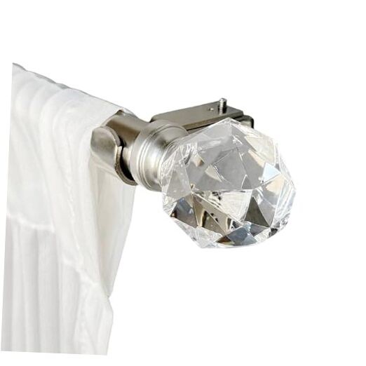 Brushed Silver Curtain Rods for Windows 24 to 68 Inch, Adjustable 36-72 Inch