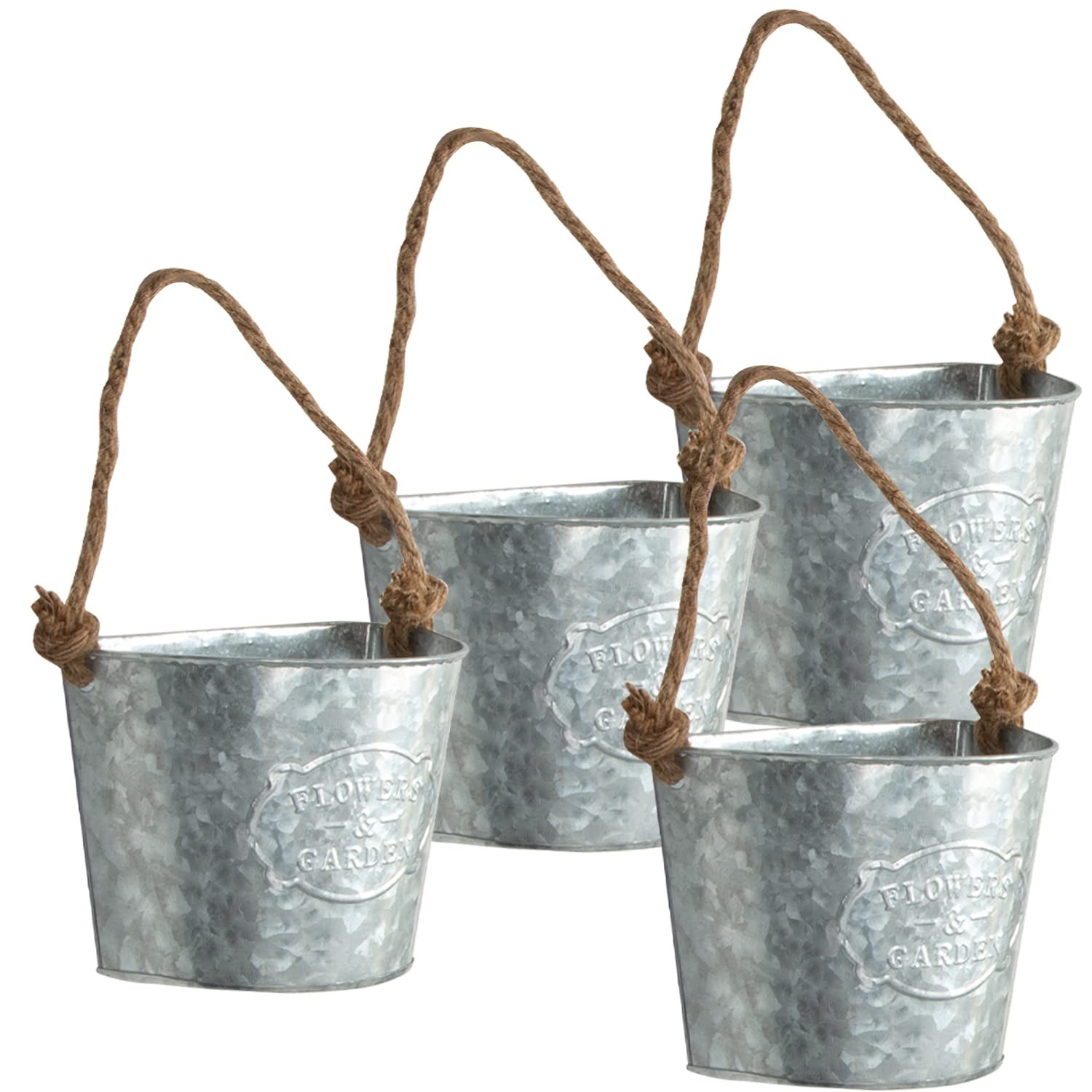 4Pcs Galvanized Metal Wall Planters for Succulents & Herbs – Rustic Decor