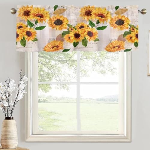 Country Valance for Kitchen Bedroom Living 54″W x 18″L (Pack of 1) Sunflower