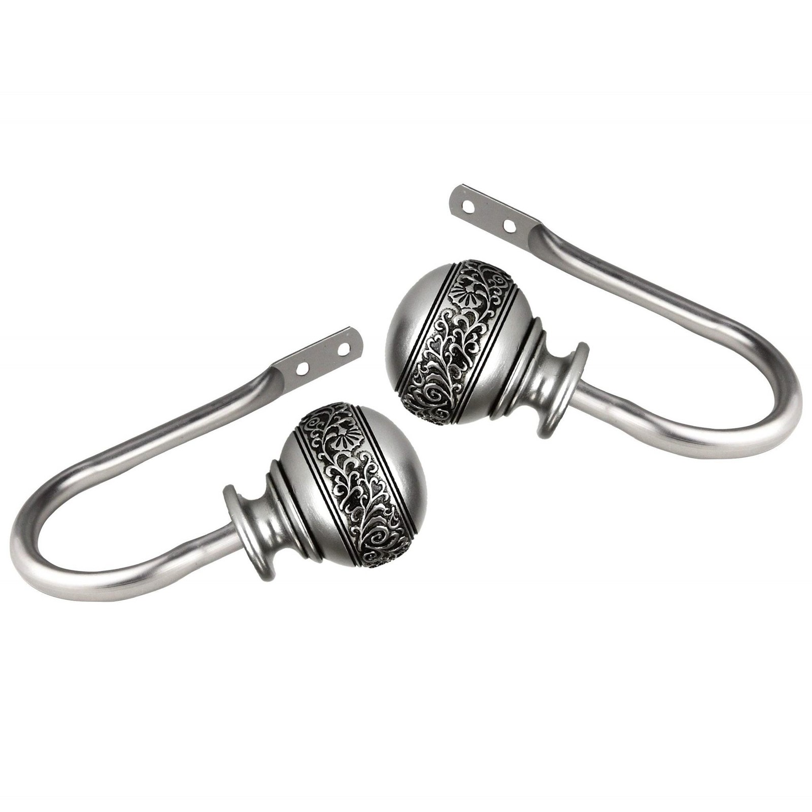InStyleDesign Nadine Curtain Holdback Pair – n/a Satin Nickel Silver Finish