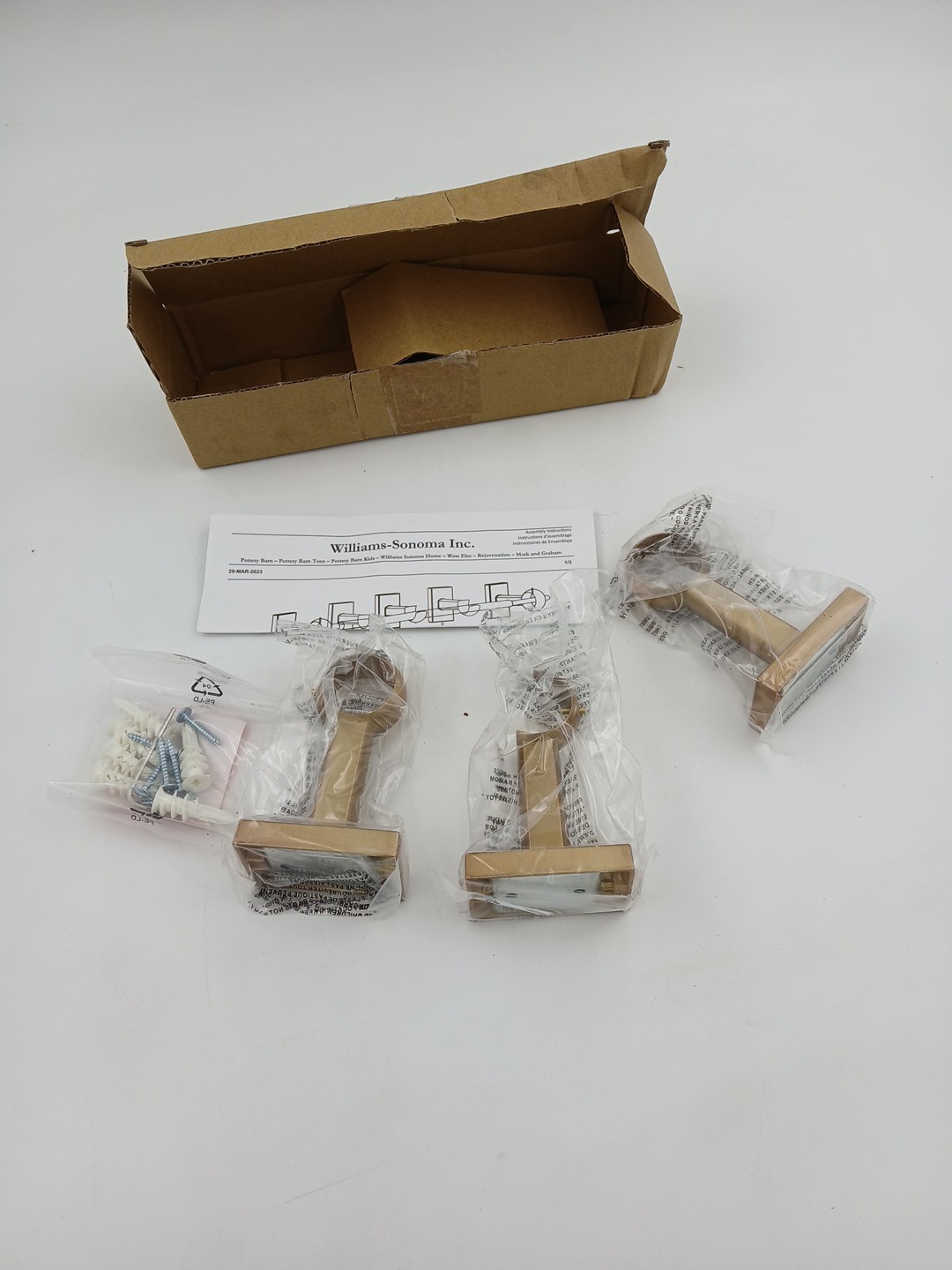 Williams Sonoma Curtain Bracket Assembly Hardware Kit Simple Barral Brass