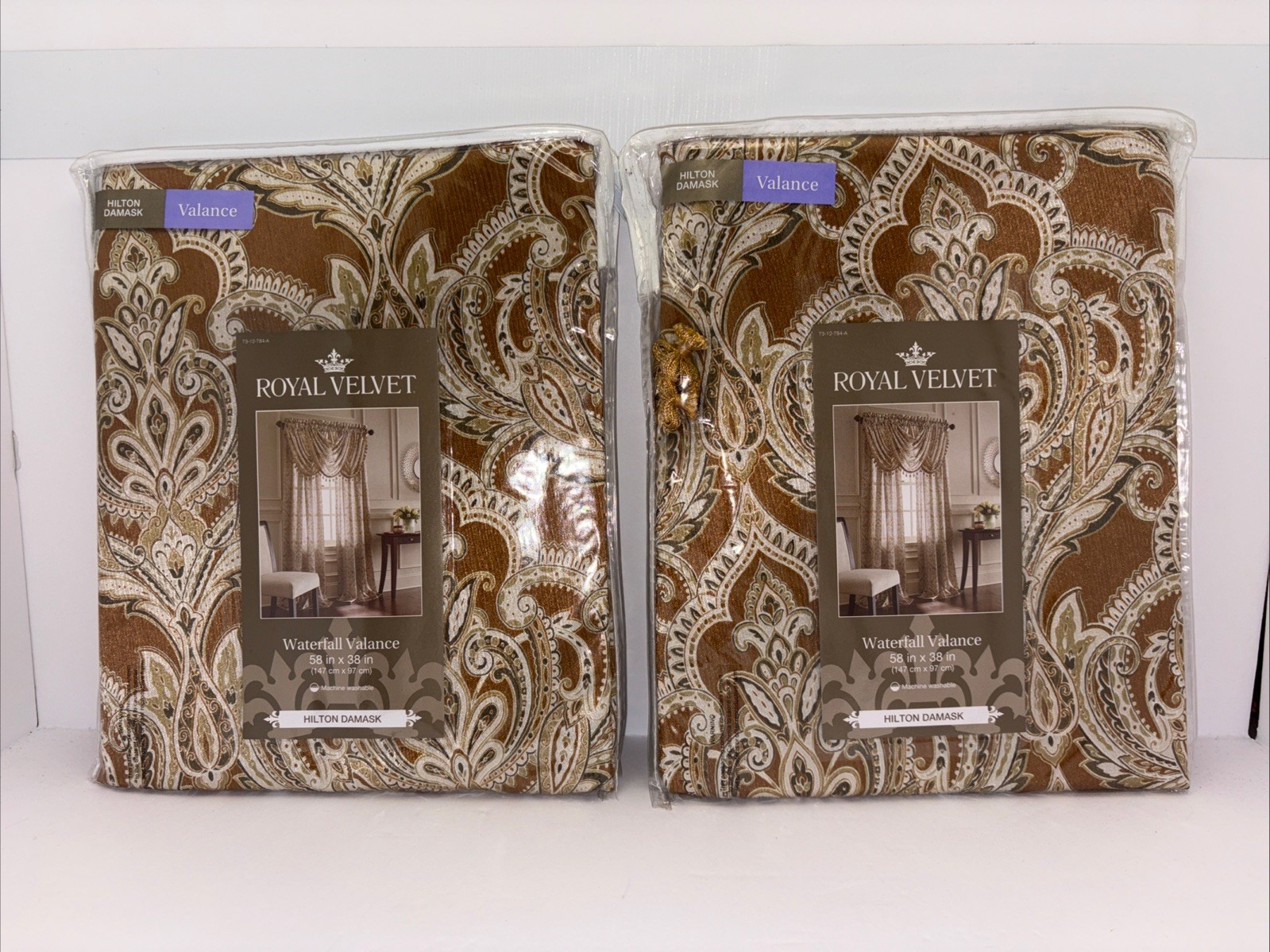 JCP Royal Velvet Hilton Waterfall Valance, TOPAZ, Rod Pocket 58″x 38″ NWT (x2)