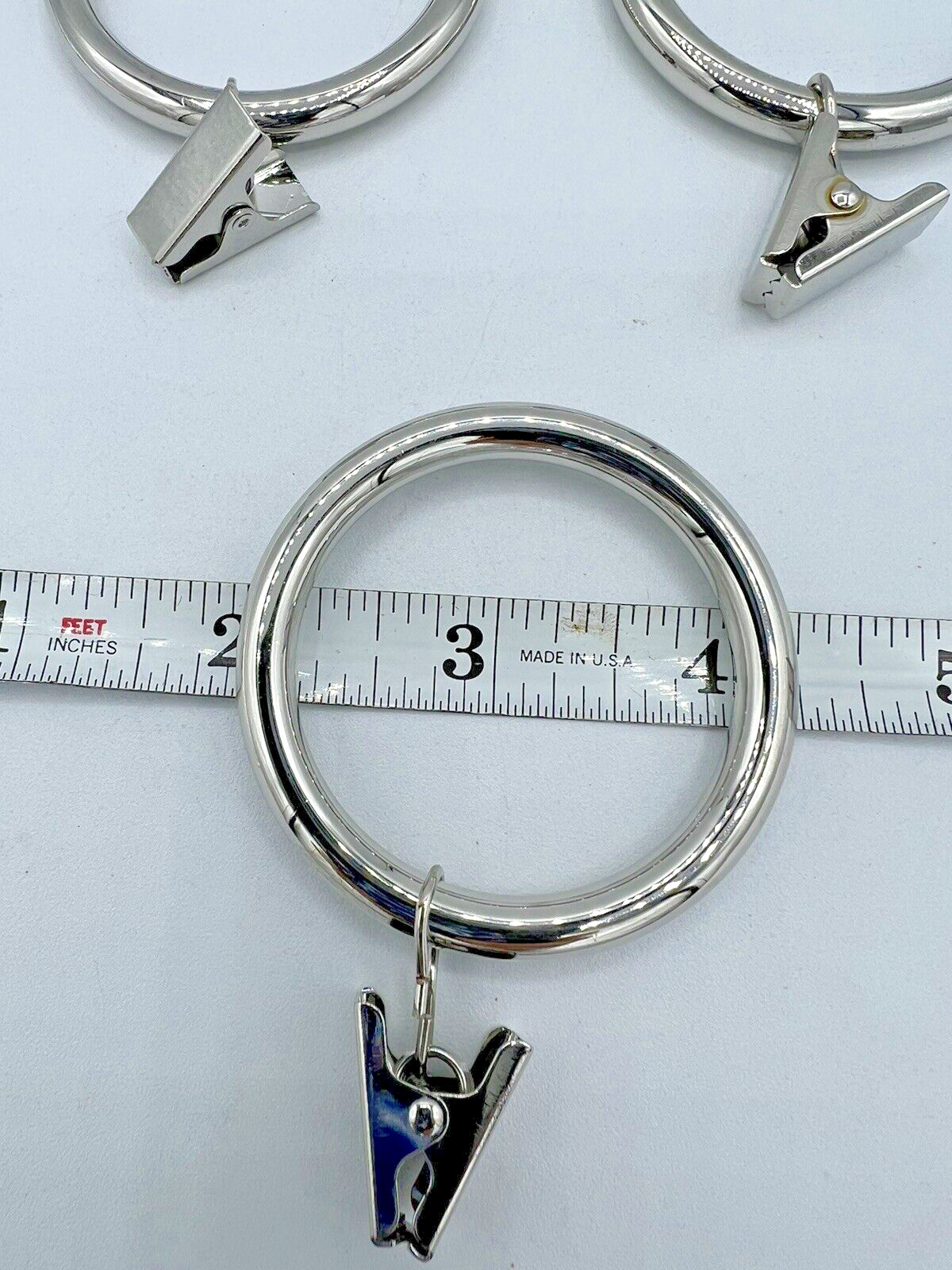 Rejuvenation Curtain Rings Clip Set 7 Polished Nickel Fits Rod 1.25″ Drapery