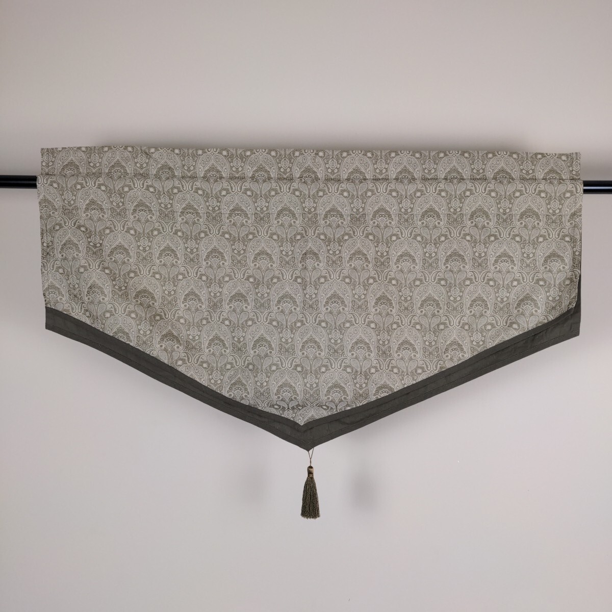 3x Croscill Curtain Valances Brown Paisley Embroidered Layered Tassel 39 x 22.5