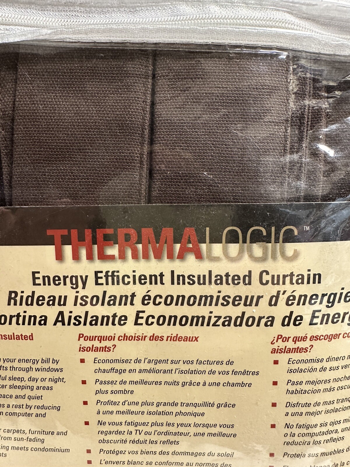 Thermalogic Energy Efficient Insulated Tab Top Curtain PAIR 80×63 Chocolate New