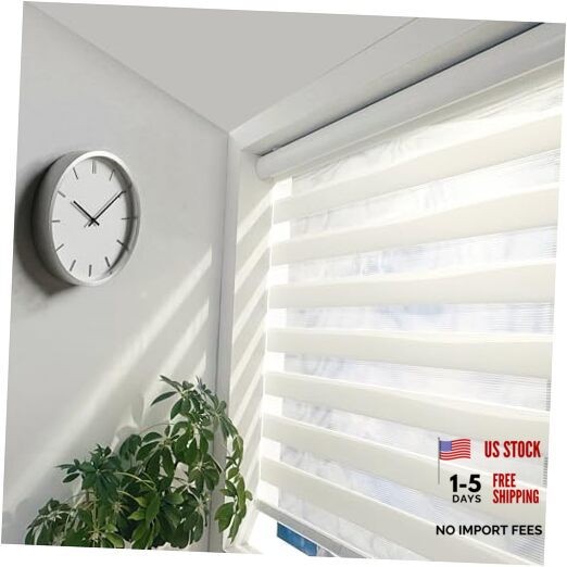 Cordless Zebra Blinds – Light Filtering 29″W x 72″H 01- White ( Cordless )