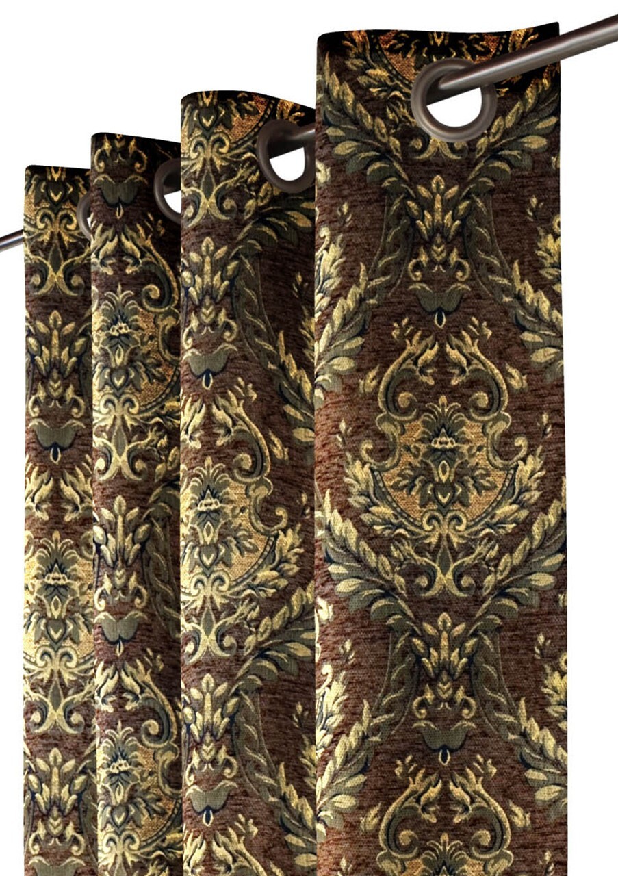 Chenille Drapery Panel – Brown- Rayon/Polyester- 60″ Inches W x 96″ H-J2