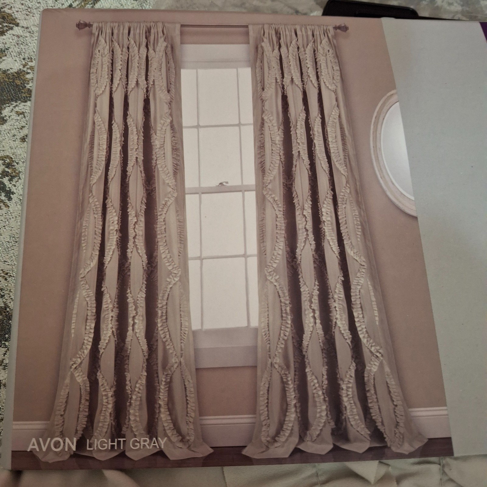 Lush Decor Avon Window Curtain Panel 54″ x 95″ Light Gray Ruffle Rod Pocket