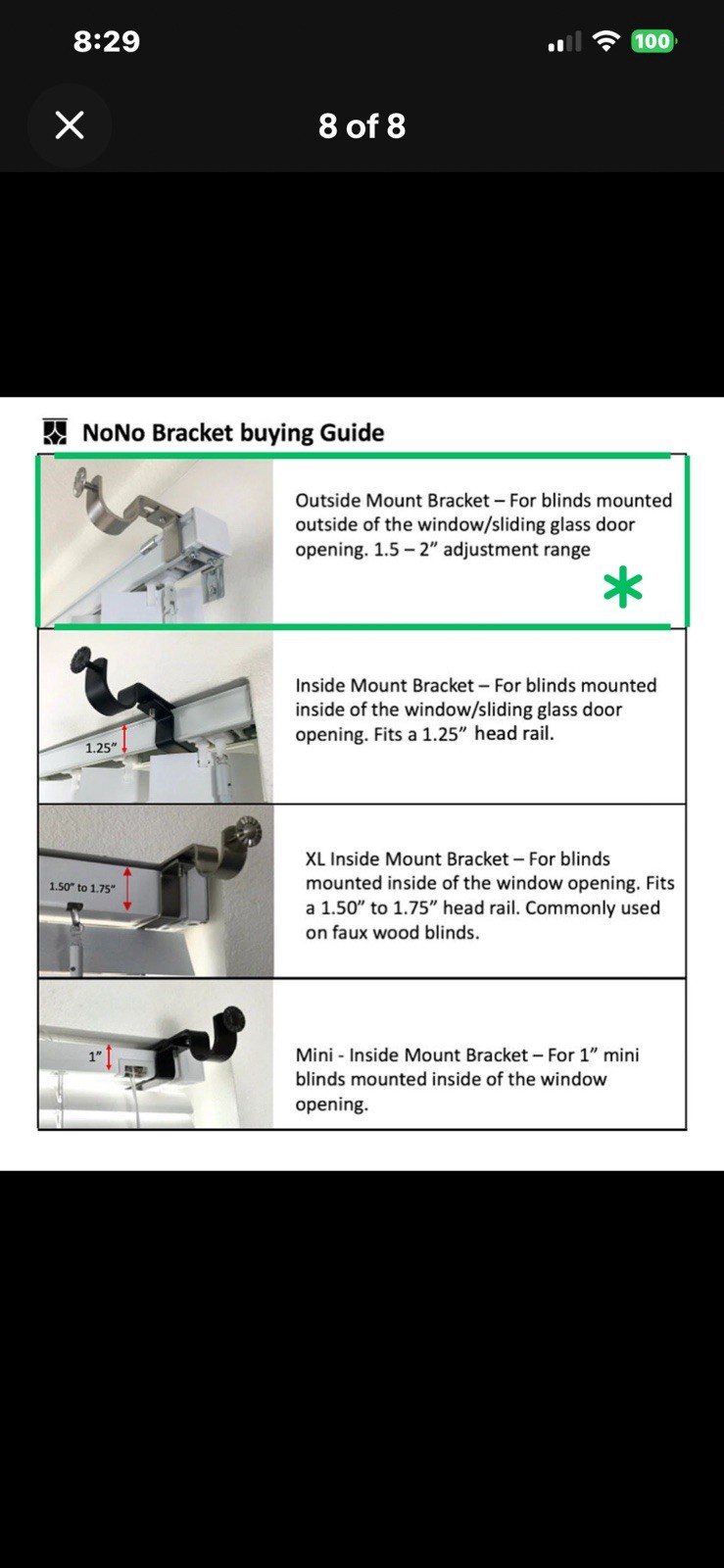 3 (Three) Silver NONO Brackets: Outside Mounted Curtain Rod On Vertical Blinds