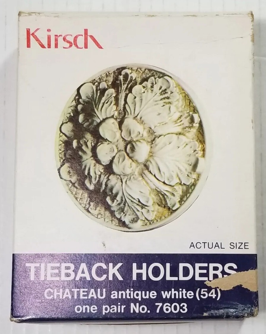 1 Pr Kirsch Tieback Holders 7603 Antique White NOS 7603 Chateau Antique White