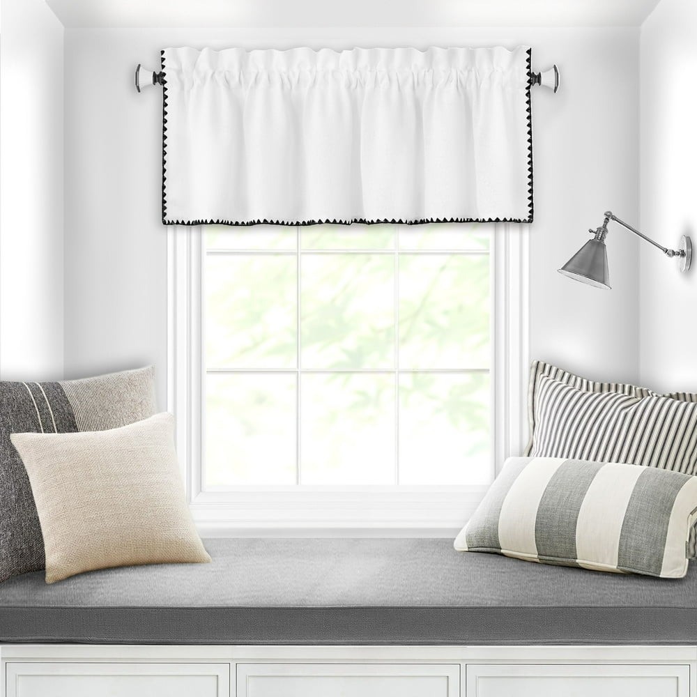 Achim Kendal Window Curtain Valance 58″ x 14″ White Rod Pocket Light Filtering