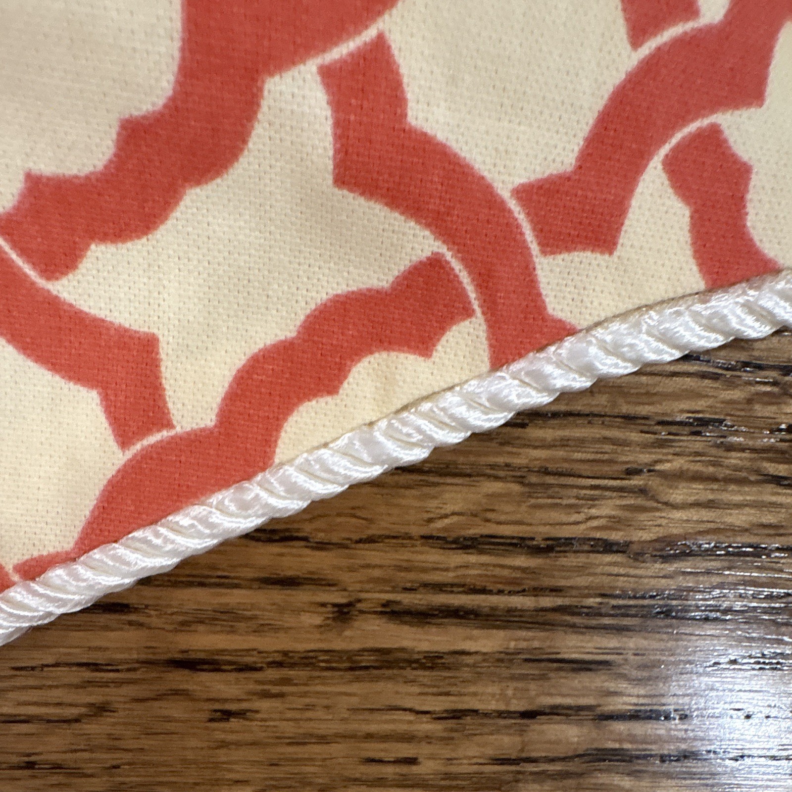 NEW Open Box, Rod-Pocket, Lined Single Valence, 50×17, Coral Geometric